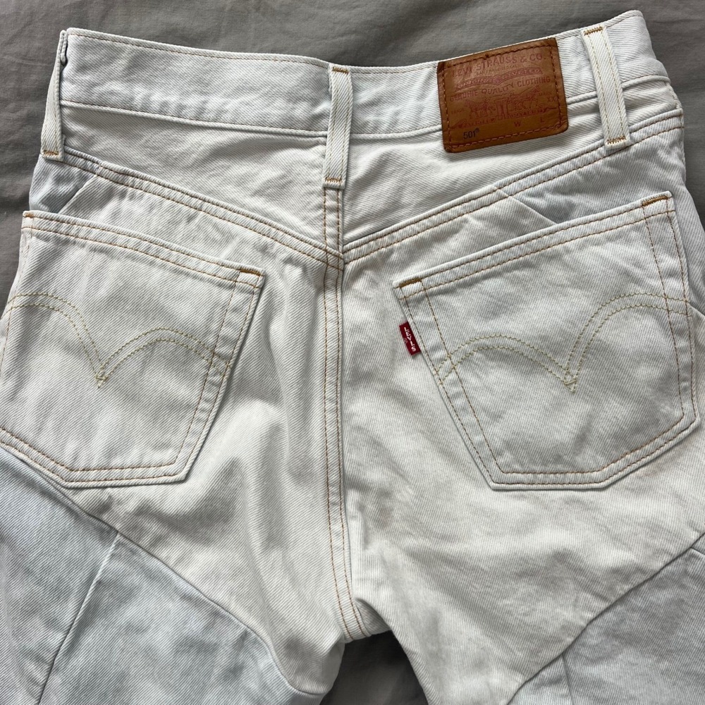 LEVI'S 501XX Cutout‎ Jeans Women's 26x26 Light Wash Premium Patchwork Distressed - Picture 4 of 16